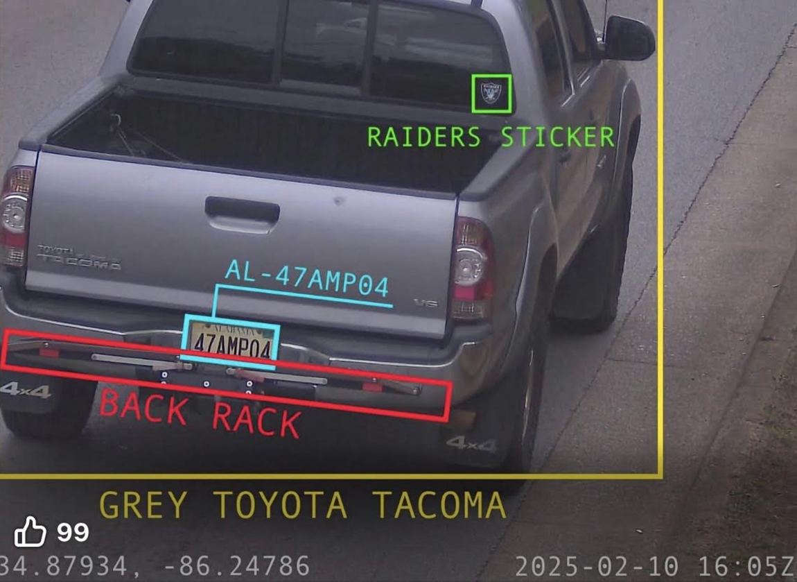 Grid of Flock camera captures of vehicles